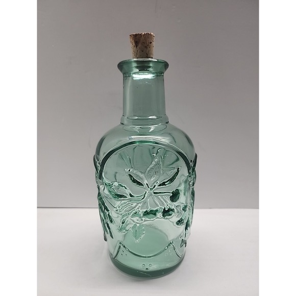 Libbey Other - Vintage Libbey Sage Green Maple Leaf Glass Bottle Decanter‎ Made in Canada . 8"